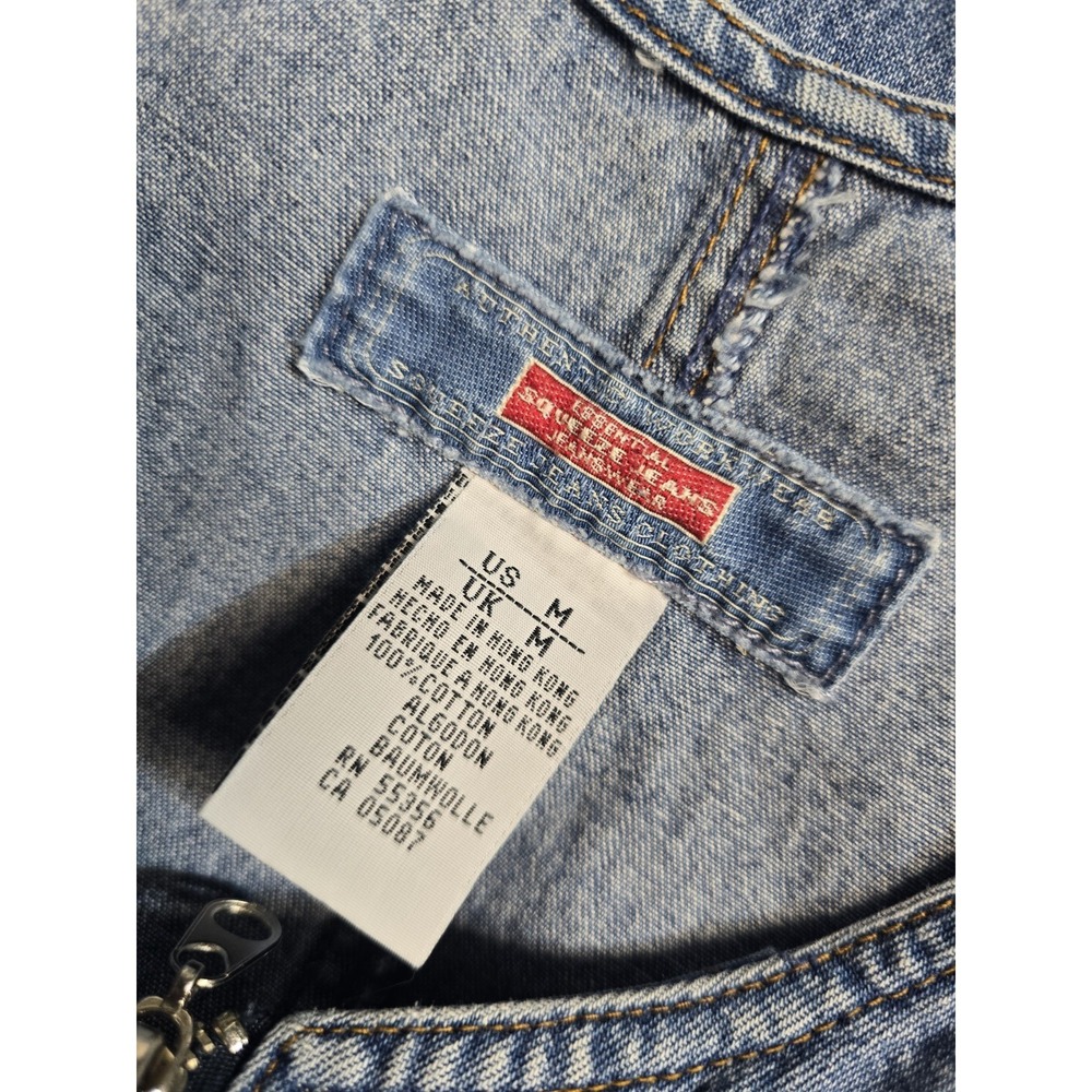 Vintage Y2k Squeeze Denim Romper M Blue Zip Up Women's - Picture 3 of 3